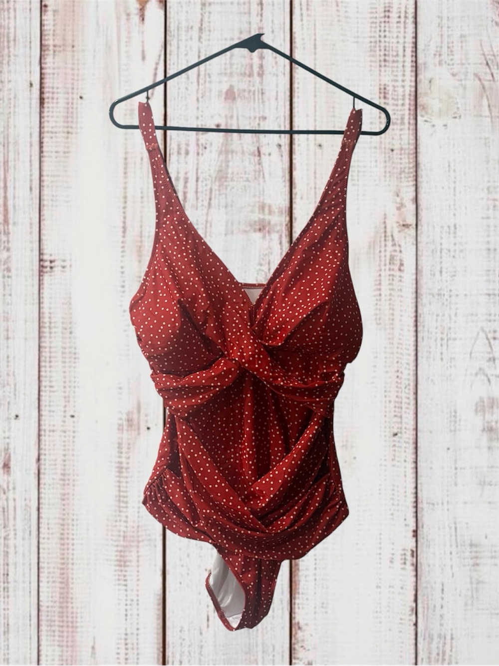 Women’s Red Polka Dot Twist-Front one piece
